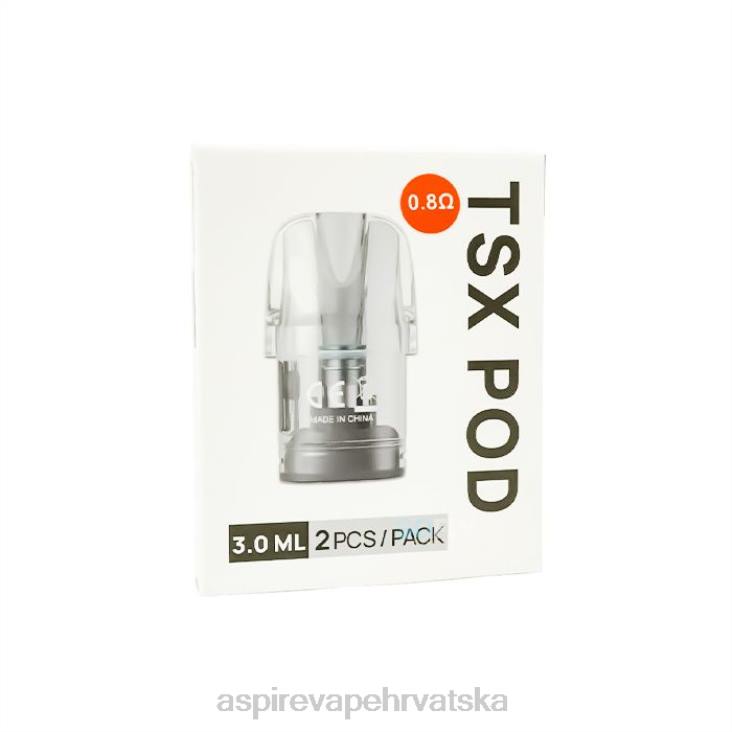 Aspire Vape | 2X8T233 Aspire Tsx Pod 0,8 ohma (3,0 ml)/2 komada po pakiranju (kompatibilno s cyber s i cyber x)